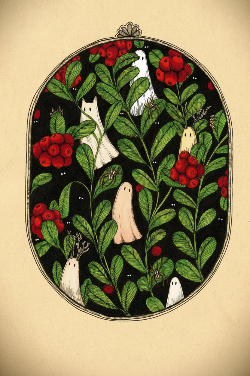 Ilustración Botánica Arándanos del Bosque
