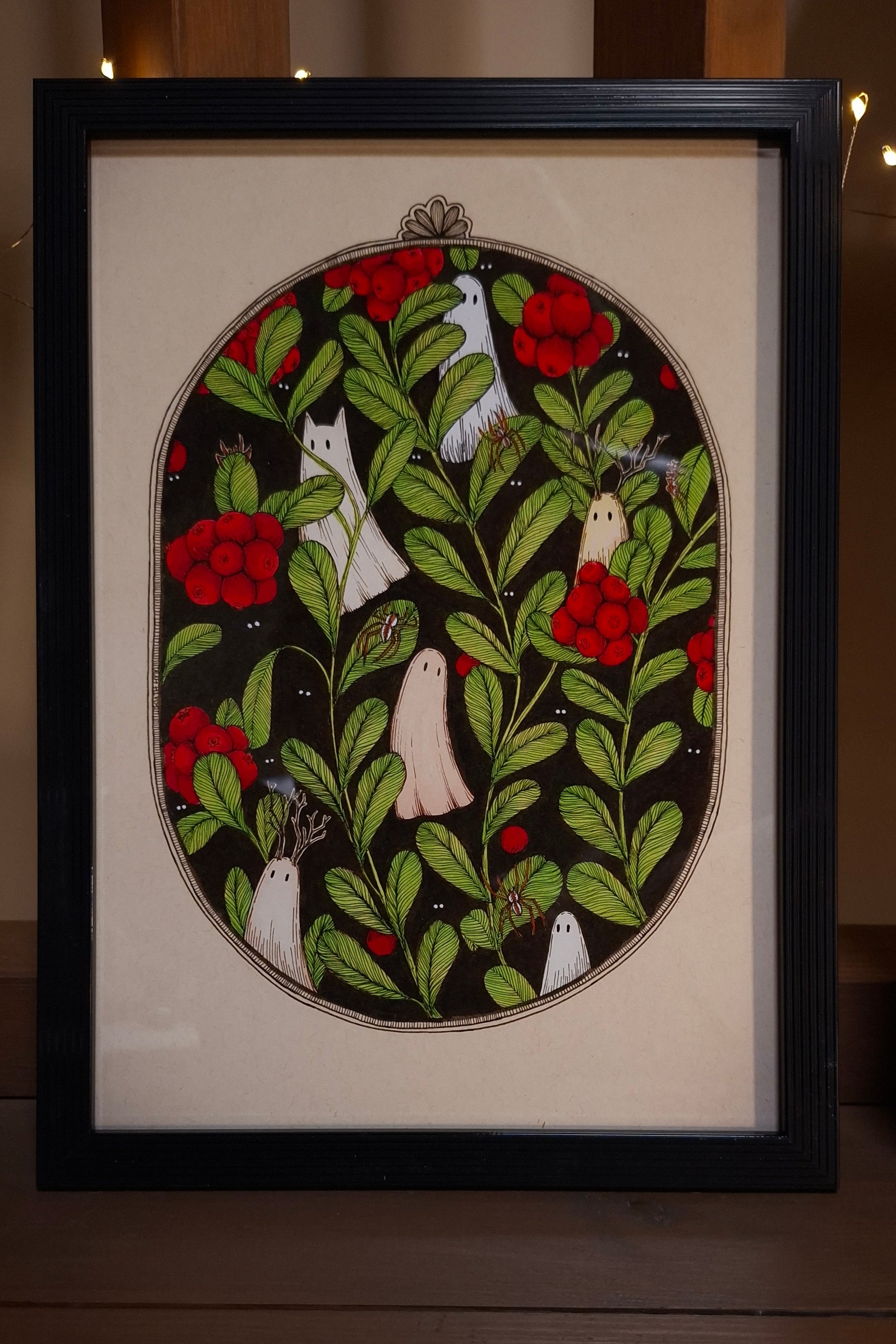 Ilustración Botánica Arándanos del Bosque