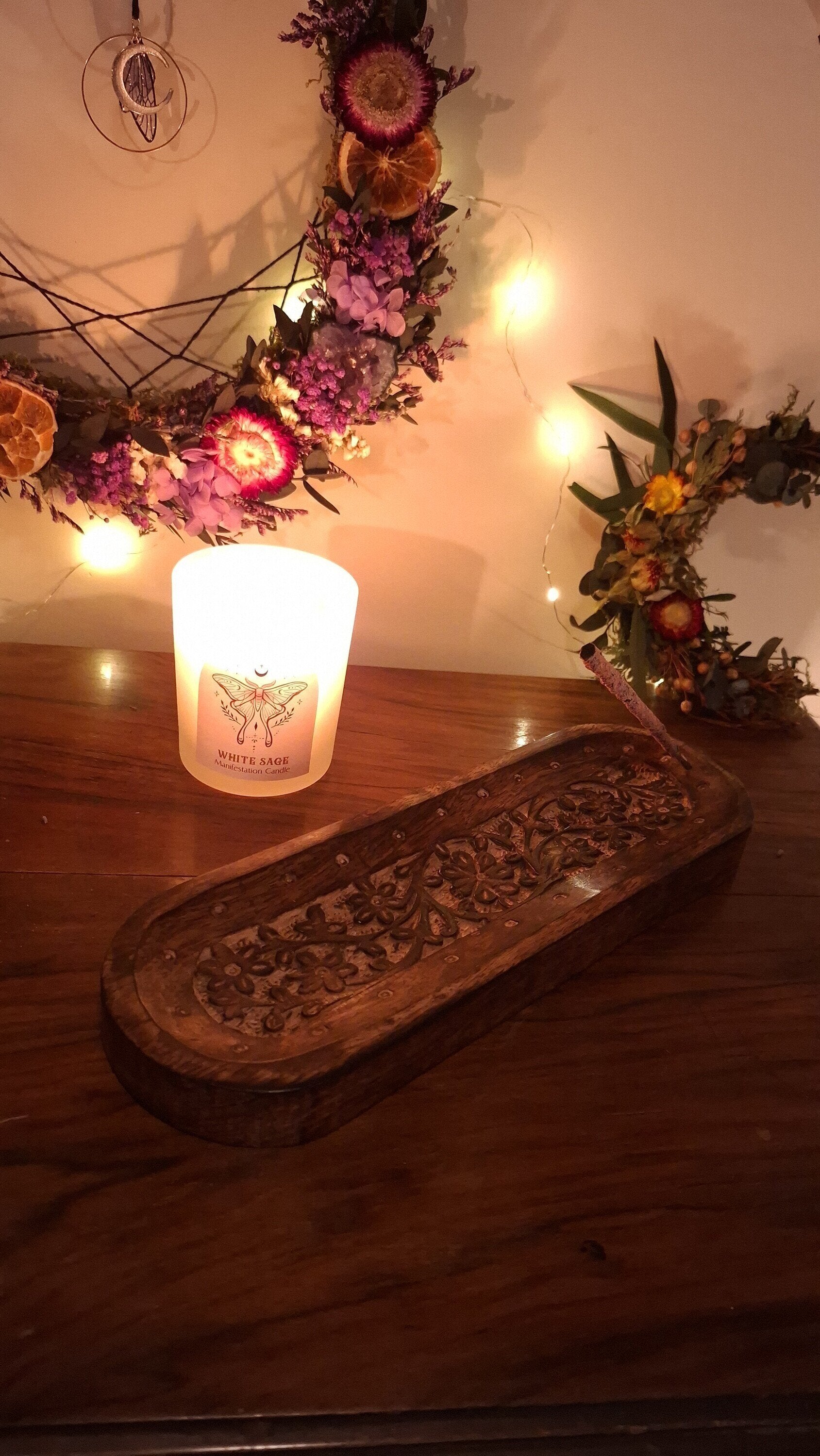 Incensario Floral Madera
