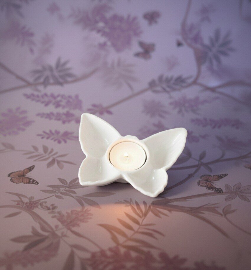 Portavelas Mariposa Blanca
