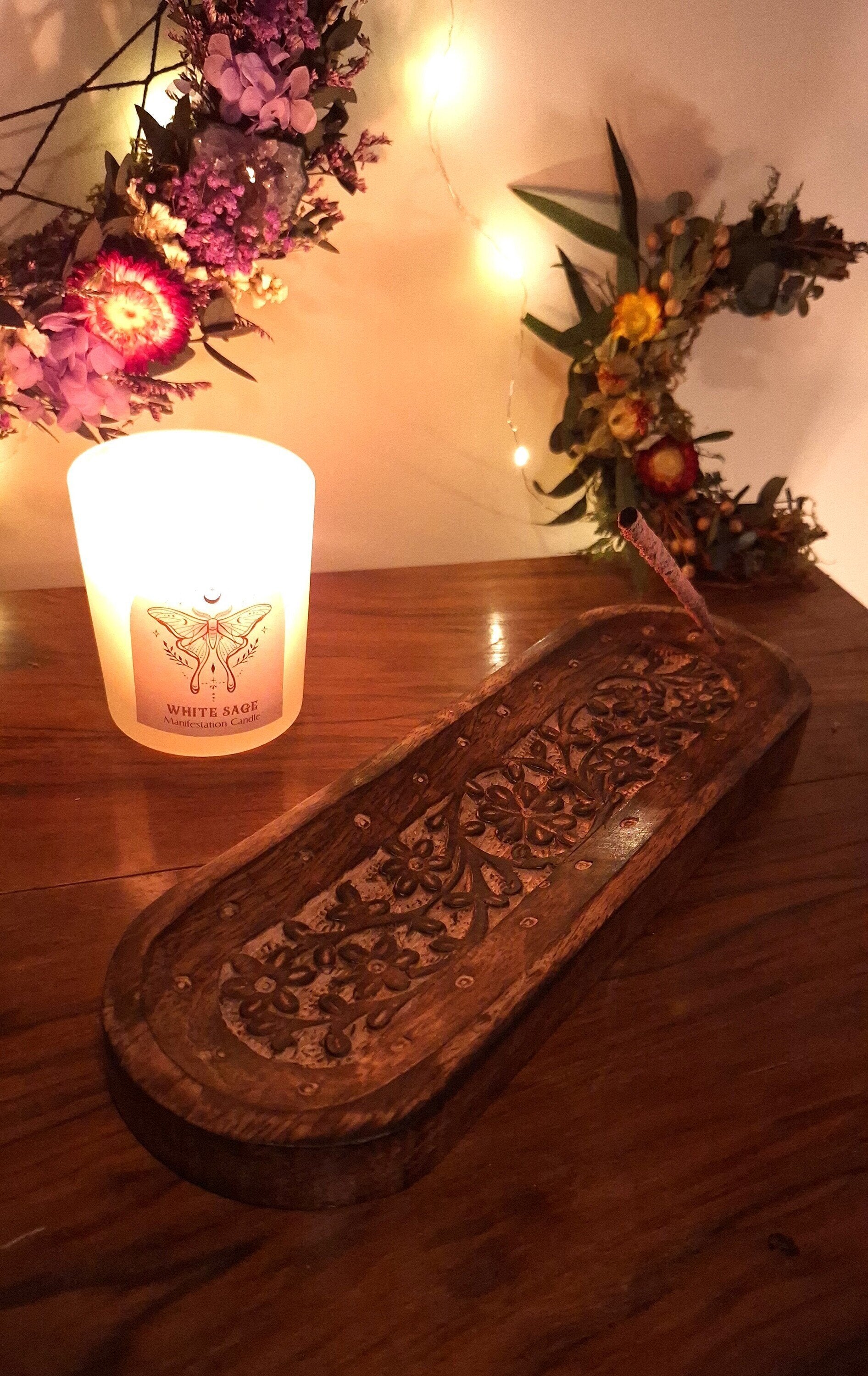 Incensario Floral Madera