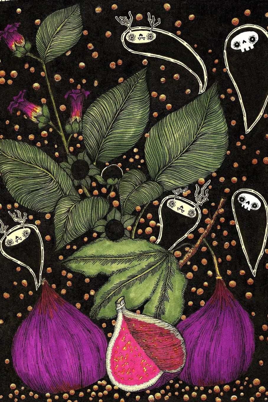 Ilustración Botánica Belladona & Higos