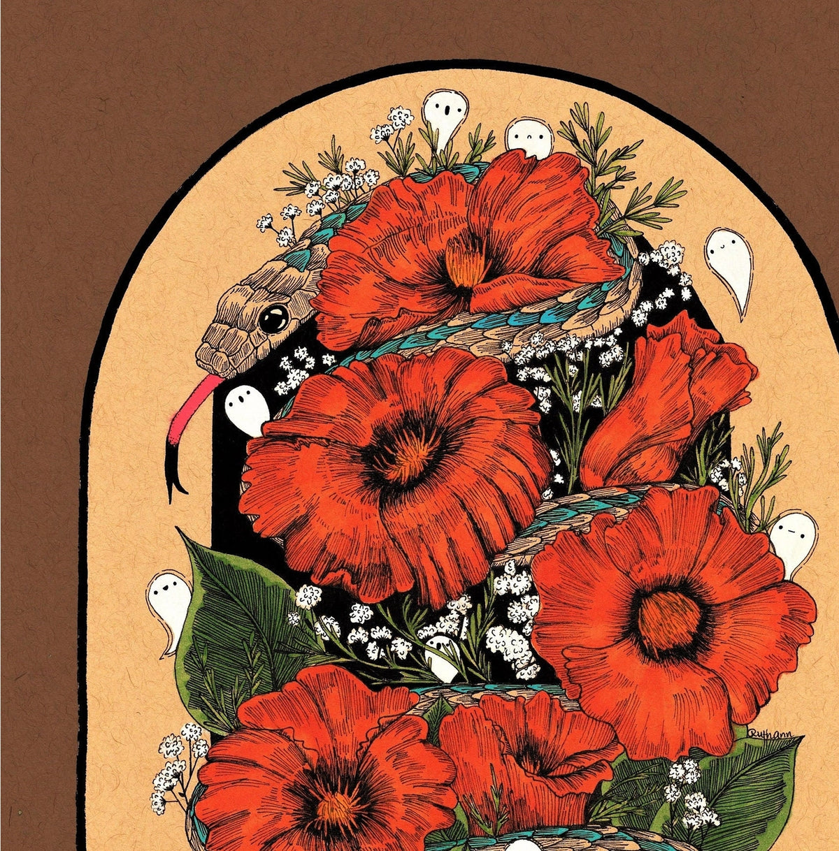 Ilustración Botánica Amapolas Embrujadas