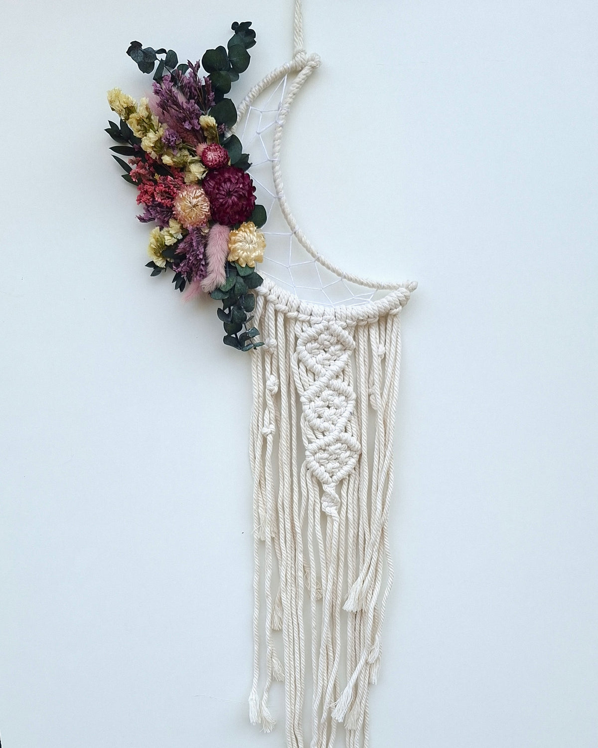 Luna floral Blanca con macramé